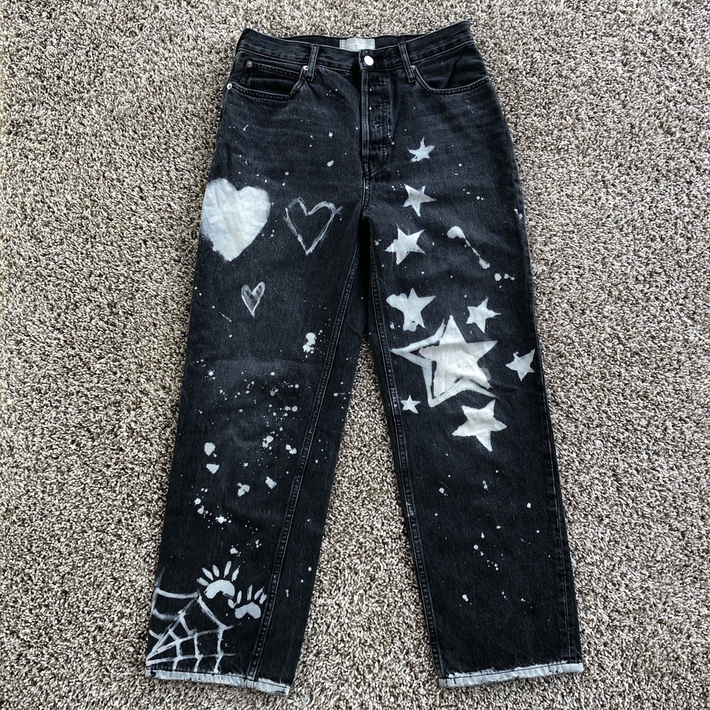 Everlane The 90s Way High Jean Womens 29L Black Denim Organic Cotton CUSTOMIZED